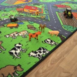 DÉCOWEB Tapis De Jeu Enfant - Circuit Voiture Campagne - 145 X 200 Cm -Tapis et paillasson Soldes 10360906 5