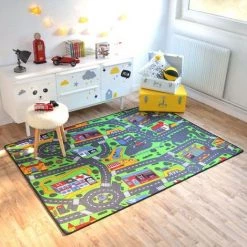 DÉCOWEB Tapis De Jeu Enfant - Circuit Voiture Ville - 145 X 200 Cm