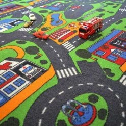DÉCOWEB Tapis De Jeu Enfant - Circuit Voiture Ville - 145 X 200 Cm -Tapis et paillasson Soldes 10360907 3