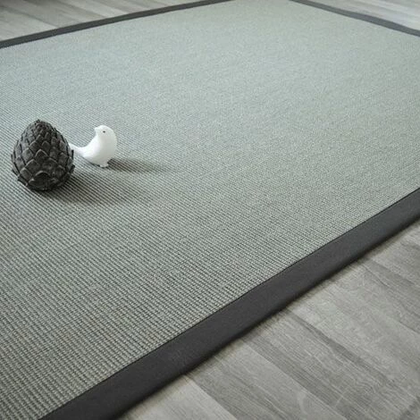 DÉCOWEB Tapis Sisal Yucatan Gris Acier Ganse Coton Anthracite - 160 X 230 Cm 2 DÉCOWEB Tapis Sisal Yucatan Gris Acier Ganse Coton Anthracite - 160 X 230 Cm – Image 2
