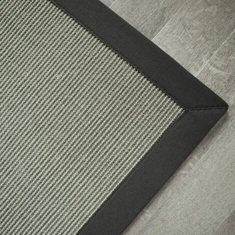 DÉCOWEB Tapis Sisal Yucatan Gris Acier Ganse Coton Anthracite - 160 X 230 Cm 3 DÉCOWEB Tapis Sisal Yucatan Gris Acier Ganse Coton Anthracite - 160 X 230 Cm – Image 3
