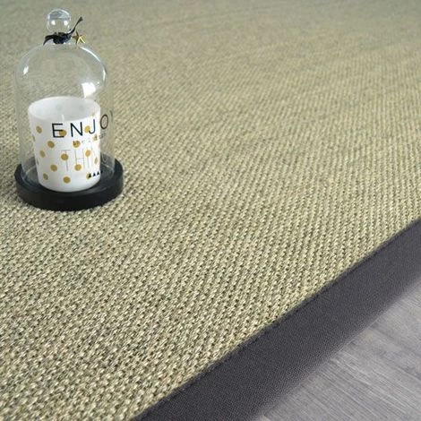 DÉCOWEB Tapis Sisal Tulum écru Ganse Coton Anthracite - 160 X 230 Cm 1 DÉCOWEB Tapis Sisal Tulum écru Ganse Coton Anthracite - 160 X 230 Cm