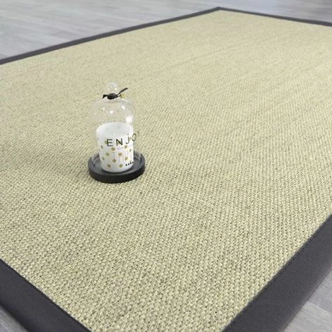 DÉCOWEB Tapis Sisal Tulum écru Ganse Coton Anthracite - 160 X 230 Cm 2 DÉCOWEB Tapis Sisal Tulum écru Ganse Coton Anthracite - 160 X 230 Cm – Image 2