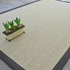 DÉCOWEB Tapis Sisal Quintana Blanchi Ganse Coton Anthracite - 140 X 200 Cm 8 DÉCOWEB Tapis Sisal Quintana Blanchi Ganse Coton Anthracite - 140 X 200 Cm -Tapis et paillasson Soldes 10360951 4