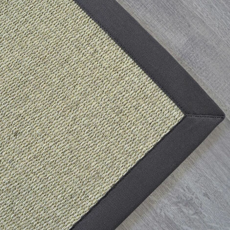 DÉCOWEB Tapis Sisal Quintana Blanchi Ganse Coton Anthracite - 140 X 200 Cm 5 DÉCOWEB Tapis Sisal Quintana Blanchi Ganse Coton Anthracite - 140 X 200 Cm – Image 5