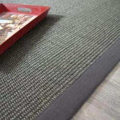 DÉCOWEB Tapis Sisal Quintana Anthracite Ganse Coton Anthracite - 160 X 230 Cm