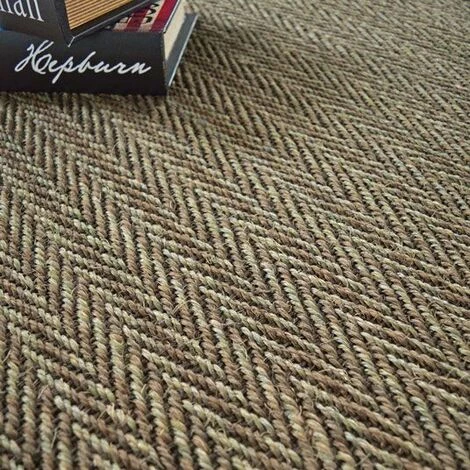 DÉCOWEB Tapis Sisal Nairobi Chevron Ganse Coton Marron - 160 X 230 Cm 3 DÉCOWEB Tapis Sisal Nairobi Chevron Ganse Coton Marron - 160 X 230 Cm – Image 3