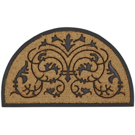 Relaxdays Paillasson Fibre De Coco Demi-lune 100 X 60 Cm Ornements, Marron 1 Relaxdays Paillasson Fibre De Coco Demi-lune 100 X 60 Cm Ornements, Marron
