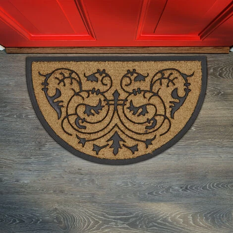 Relaxdays Paillasson Fibre De Coco Demi-lune 100 X 60 Cm Ornements, Marron 3 Relaxdays Paillasson Fibre De Coco Demi-lune 100 X 60 Cm Ornements, Marron – Image 3