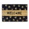 Relaxdays Paillasson Fibres De Coco Imprimé Welcome Et Pattes De Chat 60 X 40 Cm, Noir