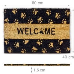 Relaxdays Paillasson Fibres De Coco Imprimé Welcome Et Pattes De Chat 60 X 40 Cm, Noir 9 Relaxdays Paillasson Fibres De Coco Imprimé Welcome Et Pattes De Chat 60 X 40 Cm, Noir -Tapis et paillasson Soldes 10364218 5