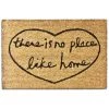 Relaxdays Paillasson En Fibres De Coco Tapis De Sol Porte D’entrée “there Is No Place Like Home” 40 X 60 Cm Essuie-pieds Intérieur Extérieur Saleté Dessous Antidérapant PVC Caoutchouc, Marron