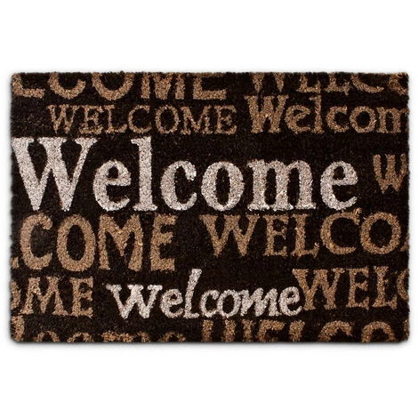 Relaxdays Paillasson En Fibres De Coco « Welcome » Tapis De Sol Porte D’entrée Tapis De Plancher 40 X 60 Cm Tapis D'accueil Dessous Antidérapant PVC Caoutchouc Essuie-pieds Saleté, Marron 1 Relaxdays Paillasson En Fibres De Coco « Welcome » Tapis De Sol Porte D’entrée Tapis De Plancher 40 X 60 Cm Tapis D'accueil Dessous Antidérapant PVC Caoutchouc Essuie-pieds Saleté, Marron
