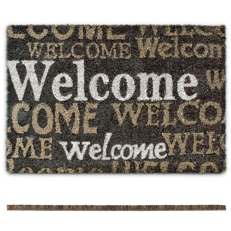 Relaxdays Paillasson En Fibres De Coco « Welcome » Tapis De Sol Porte D’entrée Tapis De Plancher 40 X 60 Cm Tapis D'accueil Dessous Antidérapant PVC Caoutchouc Essuie-pieds Saleté, Marron 2 Relaxdays Paillasson En Fibres De Coco « Welcome » Tapis De Sol Porte D’entrée Tapis De Plancher 40 X 60 Cm Tapis D'accueil Dessous Antidérapant PVC Caoutchouc Essuie-pieds Saleté, Marron – Image 2