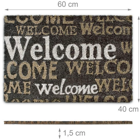 Relaxdays Paillasson En Fibres De Coco « Welcome » Tapis De Sol Porte D’entrée Tapis De Plancher 40 X 60 Cm Tapis D'accueil Dessous Antidérapant PVC Caoutchouc Essuie-pieds Saleté, Marron 5 Relaxdays Paillasson En Fibres De Coco « Welcome » Tapis De Sol Porte D’entrée Tapis De Plancher 40 X 60 Cm Tapis D'accueil Dessous Antidérapant PVC Caoutchouc Essuie-pieds Saleté, Marron – Image 5