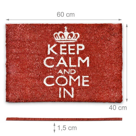 Relaxdays Paillasson En Fibres De Coco Tapis De Sol Porte D’Entrée Tapis De Plancher Sol KEEP CALM AND COME IN 40 X 60 Cm Dessous Antidérapant Caoutchouc PVC Essuie-pieds Saleté, Rouge 5 Relaxdays Paillasson En Fibres De Coco Tapis De Sol Porte D’Entrée Tapis De Plancher Sol KEEP CALM AND COME IN 40 X 60 Cm Dessous Antidérapant Caoutchouc PVC Essuie-pieds Saleté, Rouge – Image 5