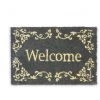 Relaxdays Paillasson En Fibres De Coco Tapis De Sol Porte D’entrée Accueil Welcome 40 X 60 Cm Dessous Antidérapant Caoutchouc PVC Essuie-pieds Natte Plancher Motifs Ornements, Noir
