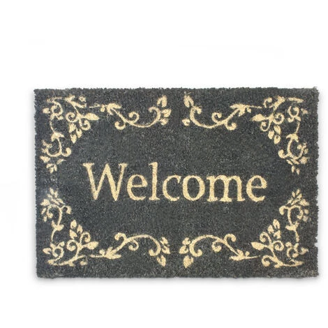Relaxdays Paillasson En Fibres De Coco Tapis De Sol Porte D’entrée Accueil Welcome 40 X 60 Cm Dessous Antidérapant Caoutchouc PVC Essuie-pieds Natte Plancher Motifs Ornements, Noir 1 Relaxdays Paillasson En Fibres De Coco Tapis De Sol Porte D’entrée Accueil Welcome 40 X 60 Cm Dessous Antidérapant Caoutchouc PVC Essuie-pieds Natte Plancher Motifs Ornements, Noir