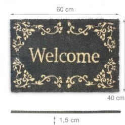 Relaxdays Paillasson En Fibres De Coco Tapis De Sol Porte D’entrée Accueil Welcome 40 X 60 Cm Dessous Antidérapant Caoutchouc PVC Essuie-pieds Natte Plancher Motifs Ornements, Noir 9 Relaxdays Paillasson En Fibres De Coco Tapis De Sol Porte D’entrée Accueil Welcome 40 X 60 Cm Dessous Antidérapant Caoutchouc PVC Essuie-pieds Natte Plancher Motifs Ornements, Noir -Tapis et paillasson Soldes 10364377 5