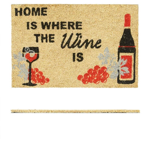 Relaxdays Paillasson Fibres De Coco Tapis De Sol Porte Entrée HOME IS WHERE WINE IS 60x40 Bouteille De Vin Antidérapant PVC, Nature 2 Relaxdays Paillasson Fibres De Coco Tapis De Sol Porte Entrée HOME IS WHERE WINE IS 60x40 Bouteille De Vin Antidérapant PVC, Nature – Image 2