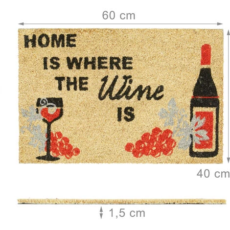 Relaxdays Paillasson Fibres De Coco Tapis De Sol Porte Entrée HOME IS WHERE WINE IS 60x40 Bouteille De Vin Antidérapant PVC, Nature 5 Relaxdays Paillasson Fibres De Coco Tapis De Sol Porte Entrée HOME IS WHERE WINE IS 60x40 Bouteille De Vin Antidérapant PVC, Nature – Image 5