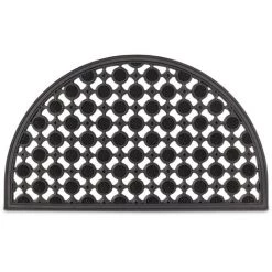 Relaxdays Paillasson 75x45 Cm Tapis De Sol Antidérapant Caoutchouc Grille Demi-rond Résistant Pluie Neige Balcon Terrasse Jardin Deli-lune, Noir