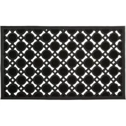 Relaxdays Paillasson Caoutchouc Antidérapant HxlxP 0,5x75x45 Cm Tapis De Sol Porte Entrée Motif Grille Résistant Saleté Chaussures Intérieur Ou Extérieur Résistant Jardin Terrasse Couloir Garage, Noir