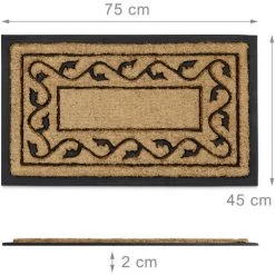 Relaxdays Paillasson Fibres De Coco Naturelles écologiques Et Durables HxlxP: 2x75x45 Cm Tapis De Sol Caoutchouc Antidérapant PVC Porte Entrée Pour Intérieur Et Extérieur Motif Décoratif Fleur, Nature 8 Relaxdays Paillasson Fibres De Coco Naturelles écologiques Et Durables HxlxP: 2x75x45 Cm Tapis De Sol Caoutchouc Antidérapant PVC Porte Entrée Pour Intérieur Et Extérieur Motif Décoratif Fleur, Nature -Tapis et paillasson Soldes 10366784 4