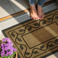 Relaxdays Paillasson Fibres De Coco Rectangle 60 X 90 Cm Tapis De Sol Antidérapant Caoutchouc Intérieur Extérieur Motifs Décoratifs HxlxP 2 X 90 X 60 Cm Tapis Entrée Fibres De Coco écologique, Nature -Tapis et paillasson Soldes 10366791 3
