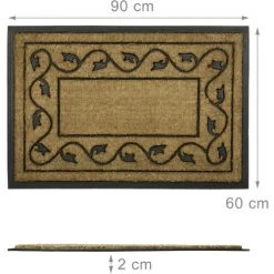 Relaxdays Paillasson Fibres De Coco Rectangle 60 X 90 Cm Tapis De Sol Antidérapant Caoutchouc Intérieur Extérieur Motifs Décoratifs HxlxP 2 X 90 X 60 Cm Tapis Entrée Fibres De Coco écologique, Nature -Tapis et paillasson Soldes 10366791 5