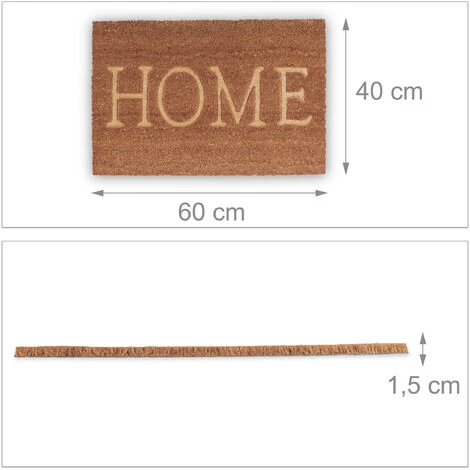 Relaxdays Paillasson En Fibres De Coco Home, HxlxP: 1,5 X 60 X 40 Cm, Antidérapant Pour Intérieur Ou Extérieur Dessous En PVC, Nature 5 Relaxdays Paillasson En Fibres De Coco Home, HxlxP: 1,5 X 60 X 40 Cm, Antidérapant Pour Intérieur Ou Extérieur Dessous En PVC, Nature – Image 5