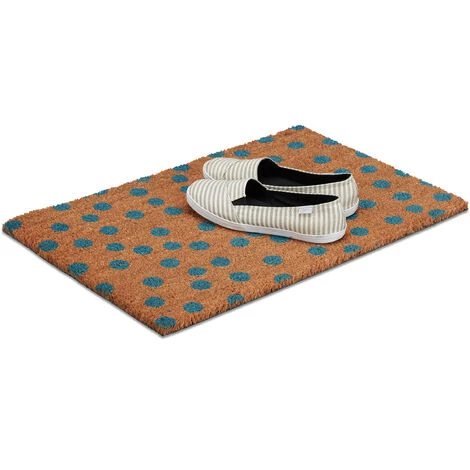 Relaxdays Paillasson Points En Fibres De Coco, HxlxP: 1,5 X 60 X 40 Cm, Antidérapant, Rectangle Fibres De Coco, Caoutchouc, Nature-bleu 1 Relaxdays Paillasson Points En Fibres De Coco, HxlxP: 1,5 X 60 X 40 Cm, Antidérapant, Rectangle Fibres De Coco, Caoutchouc, Nature-bleu