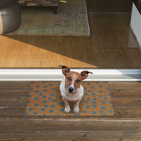 Relaxdays Paillasson Points En Fibres De Coco, HxlxP: 1,5 X 60 X 40 Cm, Antidérapant, Rectangle Fibres De Coco, Caoutchouc, Nature-bleu 3 Relaxdays Paillasson Points En Fibres De Coco, HxlxP: 1,5 X 60 X 40 Cm, Antidérapant, Rectangle Fibres De Coco, Caoutchouc, Nature-bleu – Image 3