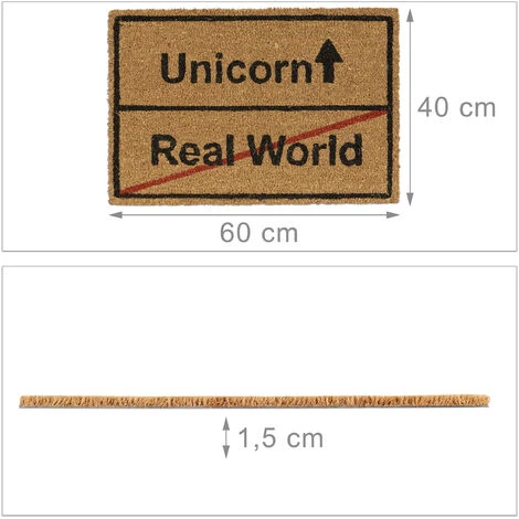Relaxdays Paillasson Fibre De Coco Licorne 40 X 60 Cm Tapis D’entrée Porte Extérieur Antidérapant PVC, Nature Noir 2 Relaxdays Paillasson Fibre De Coco Licorne 40 X 60 Cm Tapis D’entrée Porte Extérieur Antidérapant PVC, Nature Noir – Image 2