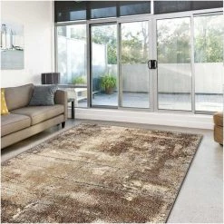 DEZENCO Tapis Salon 120x170 Cm Rectangulaire NATURAL DEFRACT Gris Salon Adapté Au Chauffage Par Le Sol - Gris