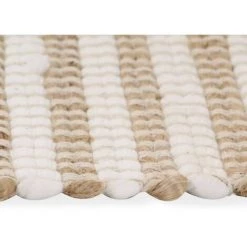 Tapis Tissé à La Main Jute Tissu 120 X 180 Cm Naturel Et Blanc VidaXL -Tapis et paillasson Soldes 10976599 4