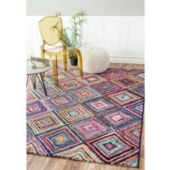 UNAMOURDETAPIS Tapis Salon 40x60 Cm Rectangulaire CARRE BOUTIK Multicolore Entrée Adapté Au Chauffage Par Le Sol - Multicolore -Tapis et paillasson Soldes 11247110 5