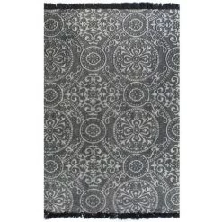 VidaXL Tapis Kilim Coton 160 X 230 Cm Avec Motif Gris - Gris