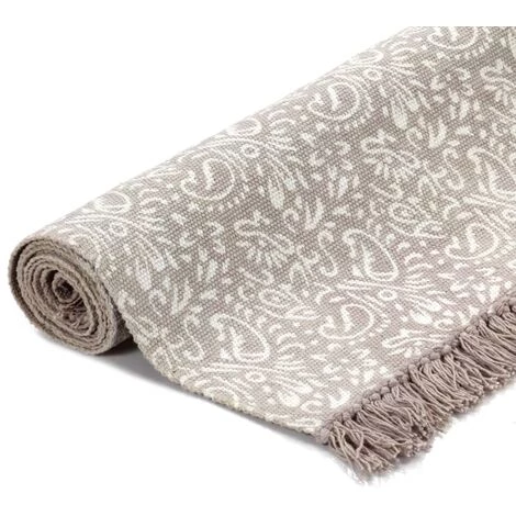 VidaXL Tapis Kilim Coton 160 X 230 Cm Avec Motif Taupe - Taupe 2 VidaXL Tapis Kilim Coton 160 X 230 Cm Avec Motif Taupe - Taupe – Image 2