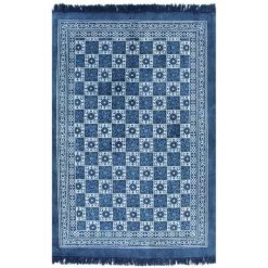 VidaXL Tapis Kilim Coton 160 X 230 Cm Avec Motif Bleu - Bleu