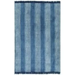 VidaXL Tapis Kilim Coton 160 X 230 Cm Avec Motif Bleu - Bleu