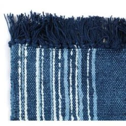 VidaXL Tapis Kilim Coton 160 X 230 Cm Avec Motif Bleu - Bleu 6 VidaXL Tapis Kilim Coton 160 X 230 Cm Avec Motif Bleu - Bleu -Tapis et paillasson Soldes 11274474 3