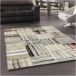 UNAMOURDETAPIS Tapis Berbère Style 280x380 Cm Rectangulaire MOROCCO CARRE Beige Grand Salon Adapté Au Chauffage Par Le Sol - Beige