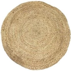 THE HOME DECO FACTORY Tapis Rond En Jute 120 Cm - Blanc