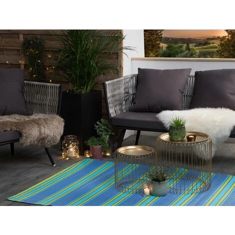 BELIANI Tapis En Plastique Bleu 180x120cm - Bleu 2 BELIANI Tapis En Plastique Bleu 180x120cm - Bleu – Image 2