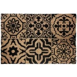 HOMEMAISON Paillasson Aux Impressions Méditerranéennes Naturel Et Noir 40 X 60 Cm - Naturel Et Noir