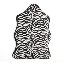 Tapis Imprimé Zèbre En Polyester - Dim : 65 X 90 Cm - PEGANE -