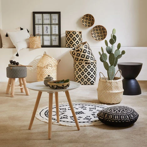 Tapis Rond Motif Ethnique En Coton Et Polyester - Diam 90 Cm -PEGANE- 2 Tapis Rond Motif Ethnique En Coton Et Polyester - Diam 90 Cm -PEGANE- – Image 2