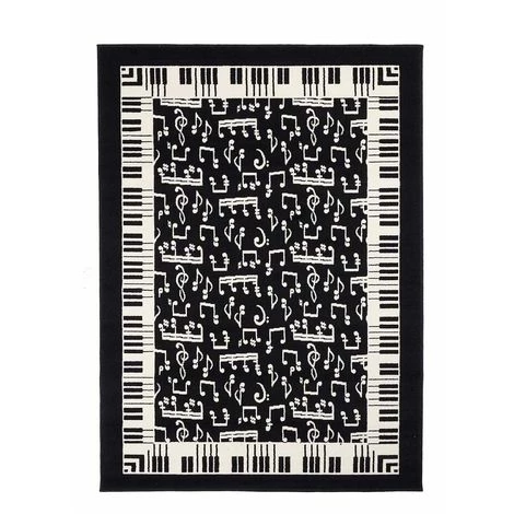 UNAMOURDETAPIS Tapis Salon 60x110 Cm Rectangulaire AF MELOMANIA Noir Entrée Adapté Au Chauffage Par Le Sol - Noir 2 UNAMOURDETAPIS Tapis Salon 60x110 Cm Rectangulaire AF MELOMANIA Noir Entrée Adapté Au Chauffage Par Le Sol - Noir – Image 2
