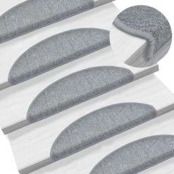Tapis D'escalier 15 Pcs Gris Clair 56x17x3 Cm VidaXL